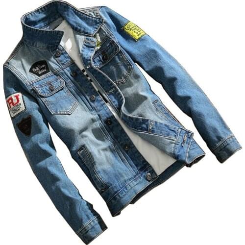 YuWaiJiaRen Fashion Denim Jackets Men Slim Classical Turn Down Collar Single Breasted Embroidery Male Jeans Jacket Oversize 5XL