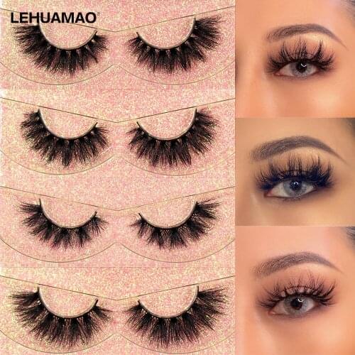 LEHUAMAO Makeup 3D Mink Eyelashes Wispy Lashes Fluffy Volume Thick Eyelash Lightweight Luxury False Lashes Comfortable Wear