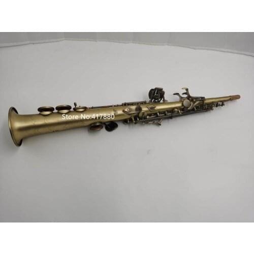 Hot Selling Soprano Saxophone B Flat Retro sax Antique copper Musical instrument With Case gloves Free Shipping