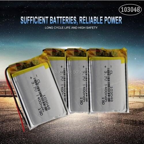 4pc 3.7V 1400mAh 103048 Lithium Polymer LiPo Rechargeable Battery For Mp3 Mp4 PAD DVD DIY E-book bluetooth