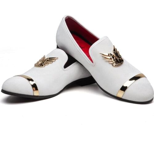 MEIJIANA Hot-sale Males Burgundy Velvet Slippers Shoes with Big White Animal Buckle Mens Loafers Shoes for Wedding and Party