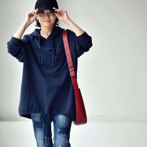 MICOCO R2693C Leisure literary and artistic design letters nail beaded embroidery rope hooded pullover fleece