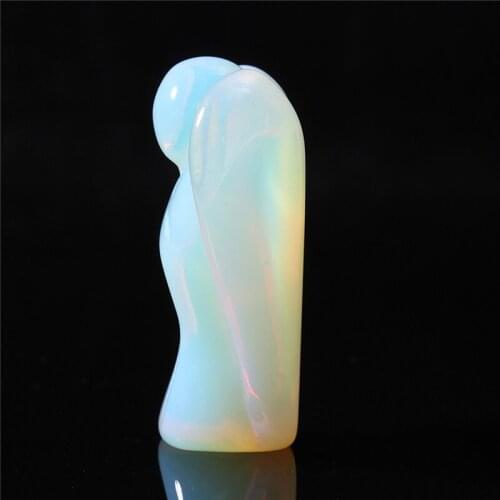 Cute Angel Shape Opalite Crystal Stone Healing Reiki Energy Gemstone Pendant Figurine Gift For Home Decoration Craft Gift