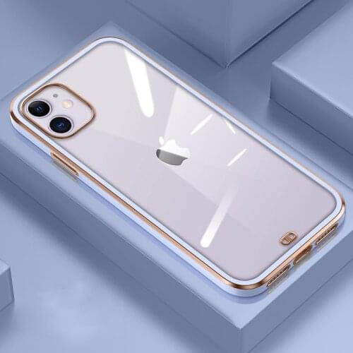 Fashion Square Transparent Case For iPhone 11 11Pro Max XS Max XR X 7 8 Plus SE 2020 Luxury Plating Frame Shockproof Back Cover