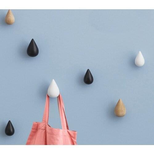 1PC Water Drop Shaped Hook Wood Wall Hanger Door Back Hanger Key Holder Handbag Hat Clothes Wooden Hook Decorative Hooks