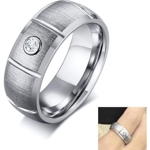 8mm Tungsten Rings for Men Women Engagment Bands AAA white Cubic Zircon Inlay Tungsten Carbide Wedding Ring Comfort Fit