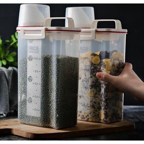 Portable Grain Rice Storage Box Tank Sealed Moisture-proof Kitchen Container