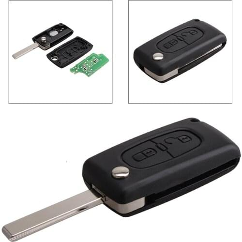 2 Buttons 433MHz Replacement Remote Car Key with Chip Fob Transmitter Clicker Alarm Fit for Peugeot 2004-2008 Key