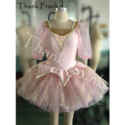 Girls Pink Ballet Tutu Dress Women Romantic Ballerina Costume Kids Sequin Dance Dresses Adult Half Sleeve Festival Clothing C640