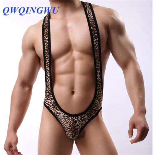 Sexy Men Onesies Bodysuit Sexy Leopard Sexy Open Butt Onesies Body Stocking Man Jumpsuit Wresting Shapper Gay Jumpsuit Onesies