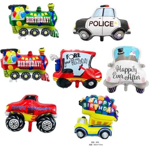 Cartoon Car Foil Balloons Happy Birthday Car Ballon Childrens Day Inflatable Toys Birthday party decorations kids Train Globos