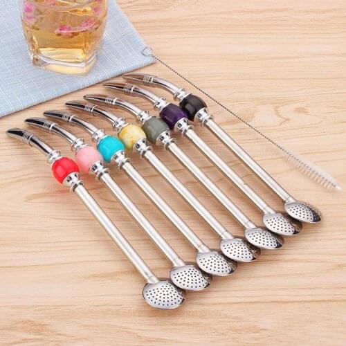 Stainless Steel Drinking Straw Spoon Tea Filter Yerba Mate Tea Straws Bombilla Gourd Reusable Coffee Tea Tools Bar Accessories