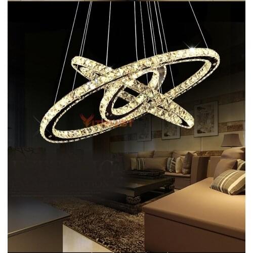 Modern Crystal Chandeliers Lighting Oval Ring Crystal Lamps Pendant Chandelier for Lights Fixture for Dining Room Living room
