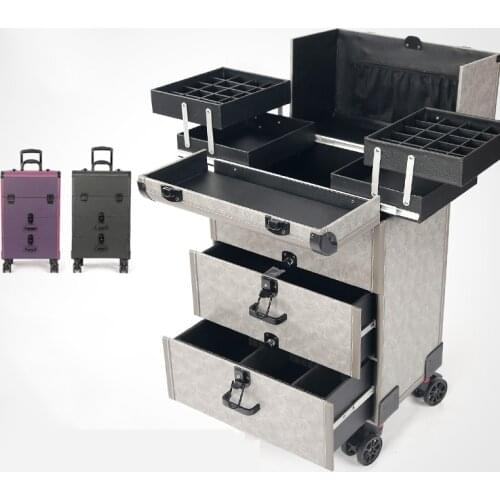 High-end beauty tattoo toolbox luggage special universal wheel wear-resistant multilayer trolley cosmetic case for nail art