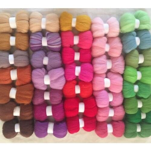 WFPFBEC FELT merino sheep wool fiber needle felting wool roving for needle felted wool 10g/color 35colors 350g