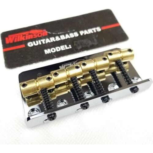 Wilkinson Licensed Four 4 String Electric Bass Bridge Chrome w. Brass Saddles Top Loading Silver WOB41