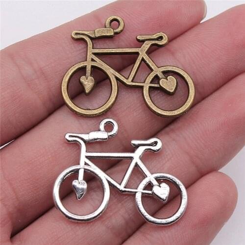 WYSIWYG 10pcs 31x23mm 3 Colors Antique Gold Antique Silver Color Antique Bronze Bike Charm Bicycle Pendant Bicycle Charm