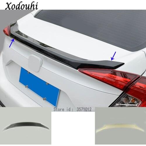 Car Body ABS Chrome Rear Tail Spoiler Side Triangle Wing Window Bezel Trim Stick For Honda Civic 10th Sedan 2016 2017 2018