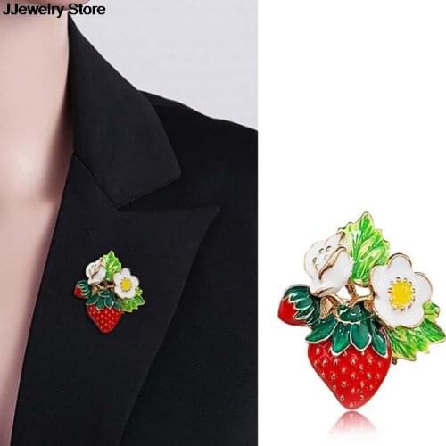Cute Classic Red Strawberry Flower Brooch For Women Ladies Party Gift Hat Accessories Fruit Flower Brooch Female Party Gifts