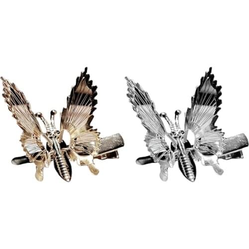 Women Girls Hollow Out Moving Butterfly Hair Clips Metallic Golden Silver Alligator Hairpins Wedding Bridal Theme Party Decorati