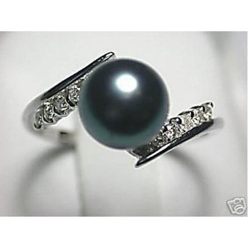 Women Gift word Love Jewelry Love stunning black shell pearl ring SIZE 6 7 8 9 # ring ringe Ms. girl Wedding-jewelry rings