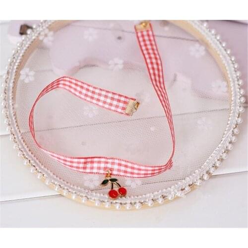 Japan sweet cherry pendant Choker Harajuku Cute Lolita Ribbon Chain Cosplay Women Necklace B936