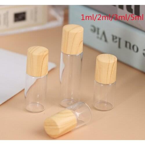 1/2/3/5ml Roll on Glass Bottles for Essential Oil Empty Perfume Bottle Refillable Container with Bamboo Lid Cosmetic Container