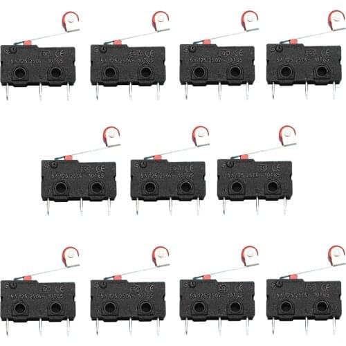 10 Pcs Mini 3PIN SPDT Micro Limit Switch Roller Lever Arm Snap Action Switch