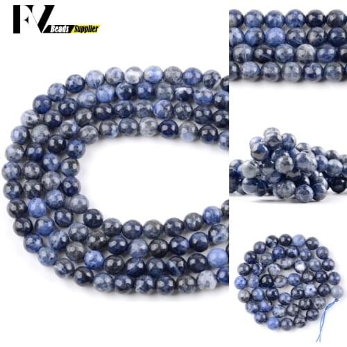 4-12mm Natural Faceted Blue sodalite Stone Loose Spacer Round Beads For Jewelry Making DIY Bracelets Necklace Needlework