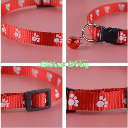40Pcs/Lot) 4 Colors Fashion Printing Nylon Pet Puppy Cat Collars with Bells