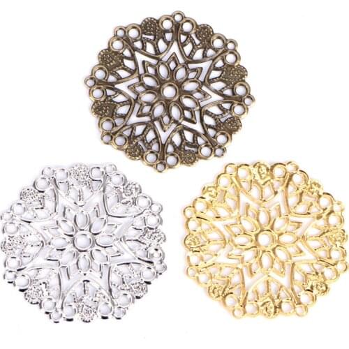 50Pcs/bag DIY Jewelry Earrings Ear Stud Pin Filigree Flower Wraps Connectors for DIY Jewelry Making Accessories hot sale