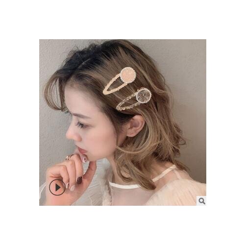 60pcs/lot DIY Simple Multi Crystal Drill Hair Duck Clips Round Hollow Out Hairpins Hair Styling Tools Accessories HA821