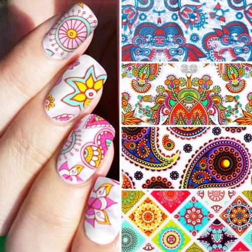 80% Hot Sale 10Sheets Multicolor Flower Waterproof Nail Stickers Full Cover Adhesive Wraps