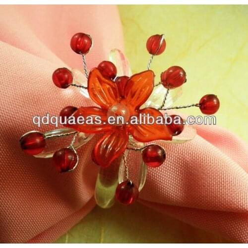Acrylic flower napkin ring,wedding and pearl napkin holder