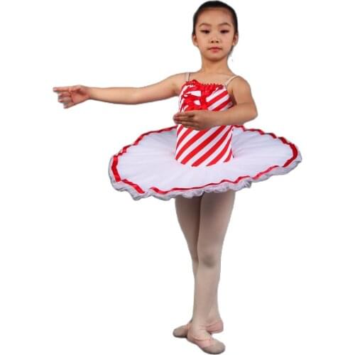White/red Strapes Spandex Bodice Tutu Small Pancake Tutu Kid Dancewear Ballet Costume Dancewear Performance Tutu