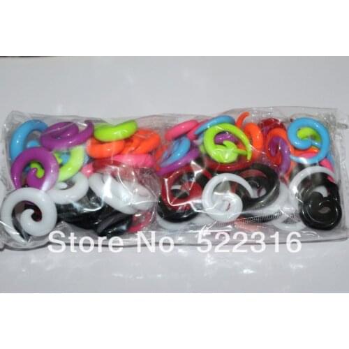 Free shipping body piercing uv acrylic solid full color spiral ear tapers ear plugs stretcher ear kits