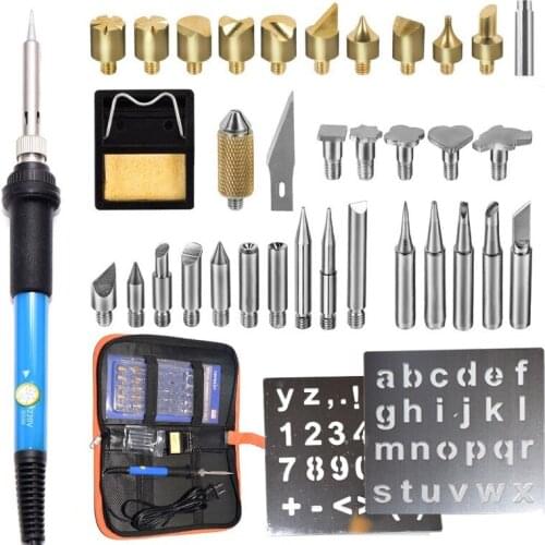 Free shipping Adjustable 60W 40 PCS Kit Tool Set Firewall Firewood Electric Firewood Welding Tips Hobby Craft Pen soldering iron
