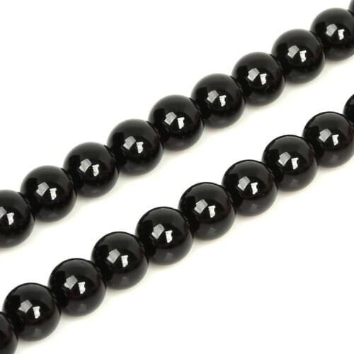 15" Strand Pick Size 6mm 8mm Nature Black Tourmaline Round Ball Stone Beads Loose Beads For DIY Necklace Jewelry Making