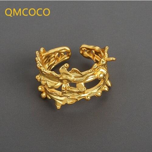 French Retro Irregular Geometric Metallic Ring For Women Fashion Versatile Wide Ring S925 Sterling Silver Open Adjustable Ring