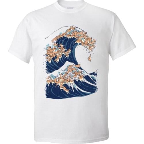 Japan Tokyo Style Tshirt The Great Wave of Chihuahua 100% Cotton Man T-Shirt Casual Short Sleeve T Shirt Funky Tee Shirts