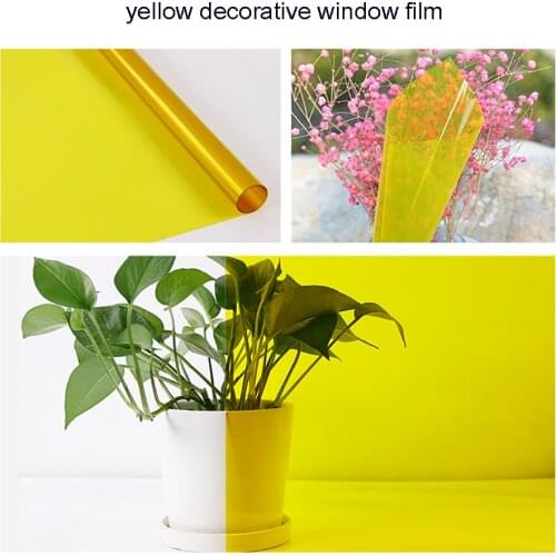 HOHOFILM Roll Yellow Decorative Window Film House Building Glass film With Glue Home tint Glass Sticker PET Glass Decor