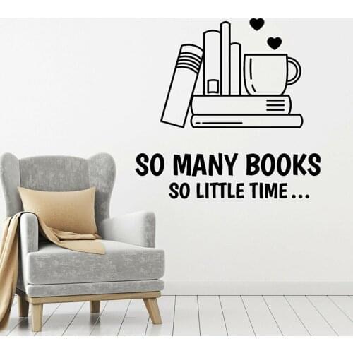 Book Vinyl Wall Decal Quote Books Love Kids Reading Room Decoration Classroom Wall Window Stickers Office Room Art Mural C243