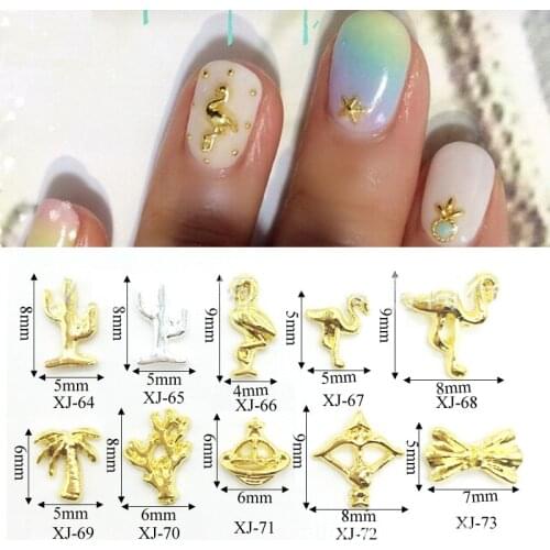 100pcs Japanese Metal Nail Parts Collection Alloy Gold Color Nail Art Studs Rivet Charm Cool Summer Sea Wind Nail Style