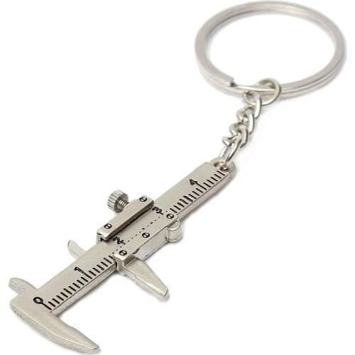 Metal Silver Vernier Caliper Simulation Vernier Caliper Model Ruler Slide Keychain