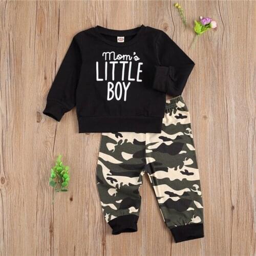 Fashion Kid Boy Sweatshirt Elastic Head Pants Camouflage Outfits Clothing Cotton Clothes Set