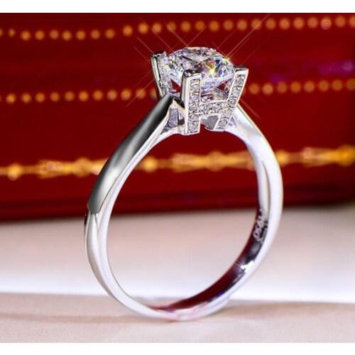 Fashion Jewelry 2020 New Design H Letter Rings Inlay Luxury Shiny Zircon Silvery Statement Women Wedding Ring Accessories MENGYI