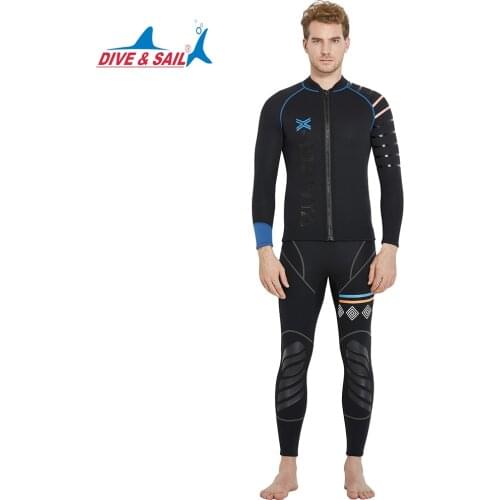 Dive&Sail mens 3mm diving wetsuit jackets pants long sleeve diving suit Scuba Jump Surfing Snorkeling Wetsuits