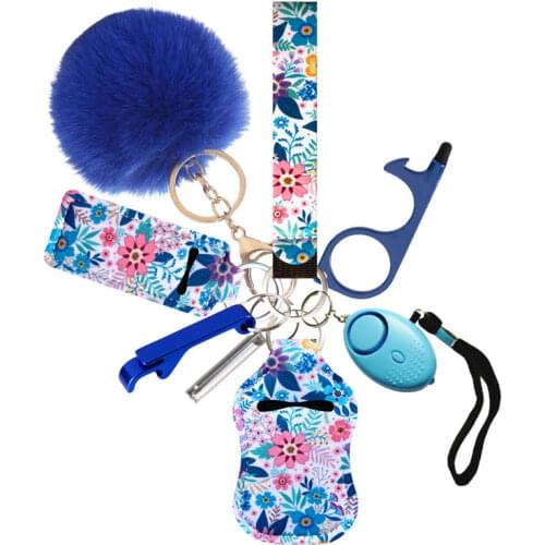 Custom Keychain Set For Women Key Fob Handmade Wristlet Pocket Tactical Samoobrona Gas Pimienta Llavero Defensa Alarm Ring