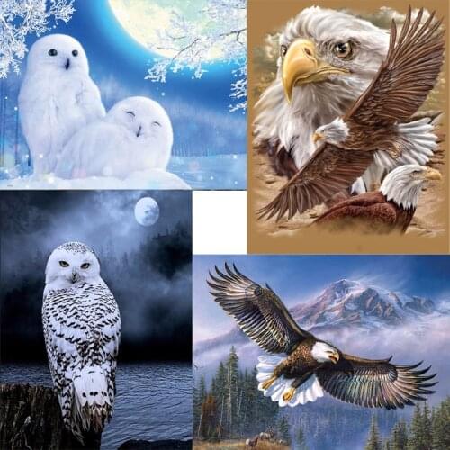 DIY Eagle 5D Diamond Painting Owl Diamond Embroidery Animal Cross Stitch Kits Full Round Drill Mosaic Art Wall Home Decor
