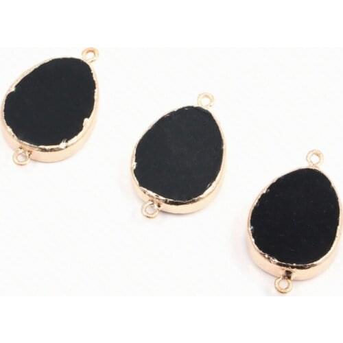 Natural Stone agates Pendant oval shape Double Hole Connector for Jewelry Making DIY charm Necklace Bracelet Accessories 20x33mm